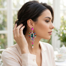 Load image into Gallery viewer, Multicolor Arched Glass Crystal Chandelier Earrings
