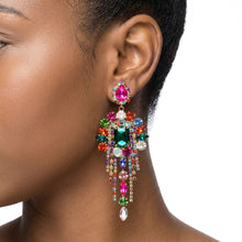 Load image into Gallery viewer, Multicolor Arched Glass Crystal Chandelier Earrings
