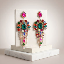 Load image into Gallery viewer, Multicolor Arched Glass Crystal Chandelier Earrings

