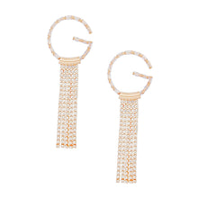 Load image into Gallery viewer, Tassel Gold G Rhinestone Fringe Earrings Women
