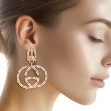 Load image into Gallery viewer, Hoops Gold Crystal Italian Luxe Charm Earrings
