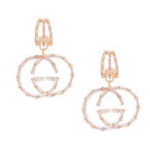 Load image into Gallery viewer, Hoops Gold Crystal Italian Luxe Charm Earrings
