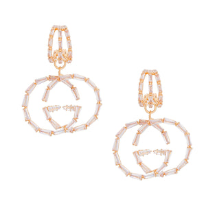 Hoops Gold Crystal Italian Luxe Charm Earrings