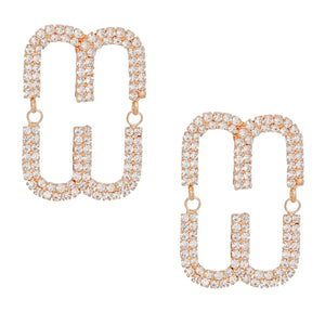 Studs Gold Pave Oval Loop Design Earrings Women