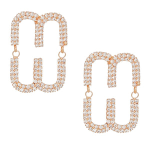 Studs Gold Pave Oval Loop Design Earrings Women