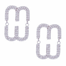 Load image into Gallery viewer, Studs Silver Pave Oval Loop Design Earrings Women
