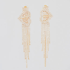 Tassel Long Gold Glam Heart Buckle Fringe Earrings