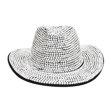 Load image into Gallery viewer, Fedora Black with Silver Rhinestone Bling Hat
