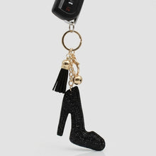 Load image into Gallery viewer, Keychain Black High Heel Sparkle Purse Charm
