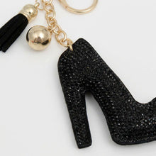Load image into Gallery viewer, Keychain Black High Heel Sparkle Purse Charm
