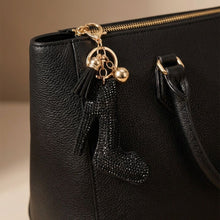 Load image into Gallery viewer, Keychain Black High Heel Sparkle Purse Charm
