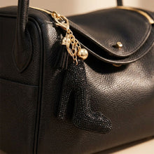 Load image into Gallery viewer, Keychain Black High Heel Sparkle Purse Charm
