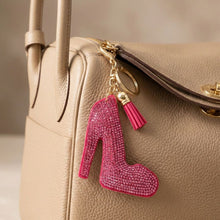 Load image into Gallery viewer, Keychain Fuchsia High Heel Sparkle Purse Charm
