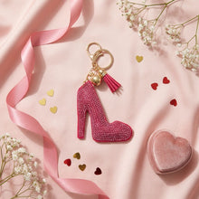 Load image into Gallery viewer, Keychain Fuchsia High Heel Sparkle Purse Charm
