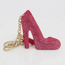 Load image into Gallery viewer, Keychain Fuchsia High Heel Sparkle Purse Charm
