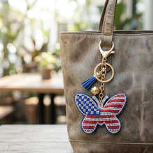 Load image into Gallery viewer, USA Patriotic Butterfly Padded Keychain Bag Clip
