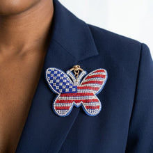 Load image into Gallery viewer, USA Patriotic Butterfly Padded Keychain Bag Clip
