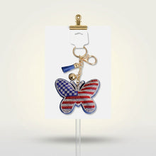Load image into Gallery viewer, USA Patriotic Butterfly Padded Keychain Bag Clip
