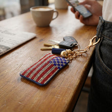Load image into Gallery viewer, USA Patriotic Flag Padded Keychain Bag Clip
