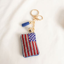 Load image into Gallery viewer, USA Patriotic Flag Padded Keychain Bag Clip
