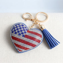 Load image into Gallery viewer, USA Patriotic Heart Padded Keychain Bag Clip
