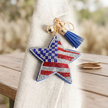 Load image into Gallery viewer, USA Patriotic Star Padded Keychain Bag Clip
