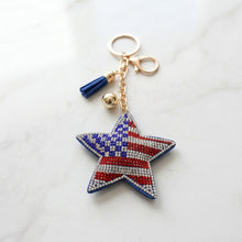 Load image into Gallery viewer, USA Patriotic Star Padded Keychain Bag Clip
