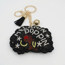 Load image into Gallery viewer, Keychain Melanin Poppin Afro Sparkle Purse Charm
