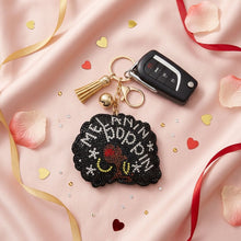 Load image into Gallery viewer, Keychain Melanin Poppin Afro Sparkle Purse Charm
