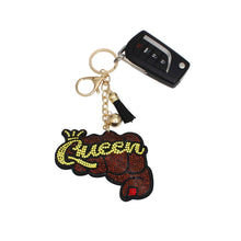 Load image into Gallery viewer, Keychain Glam Queen Fist Padded Charm Clip
