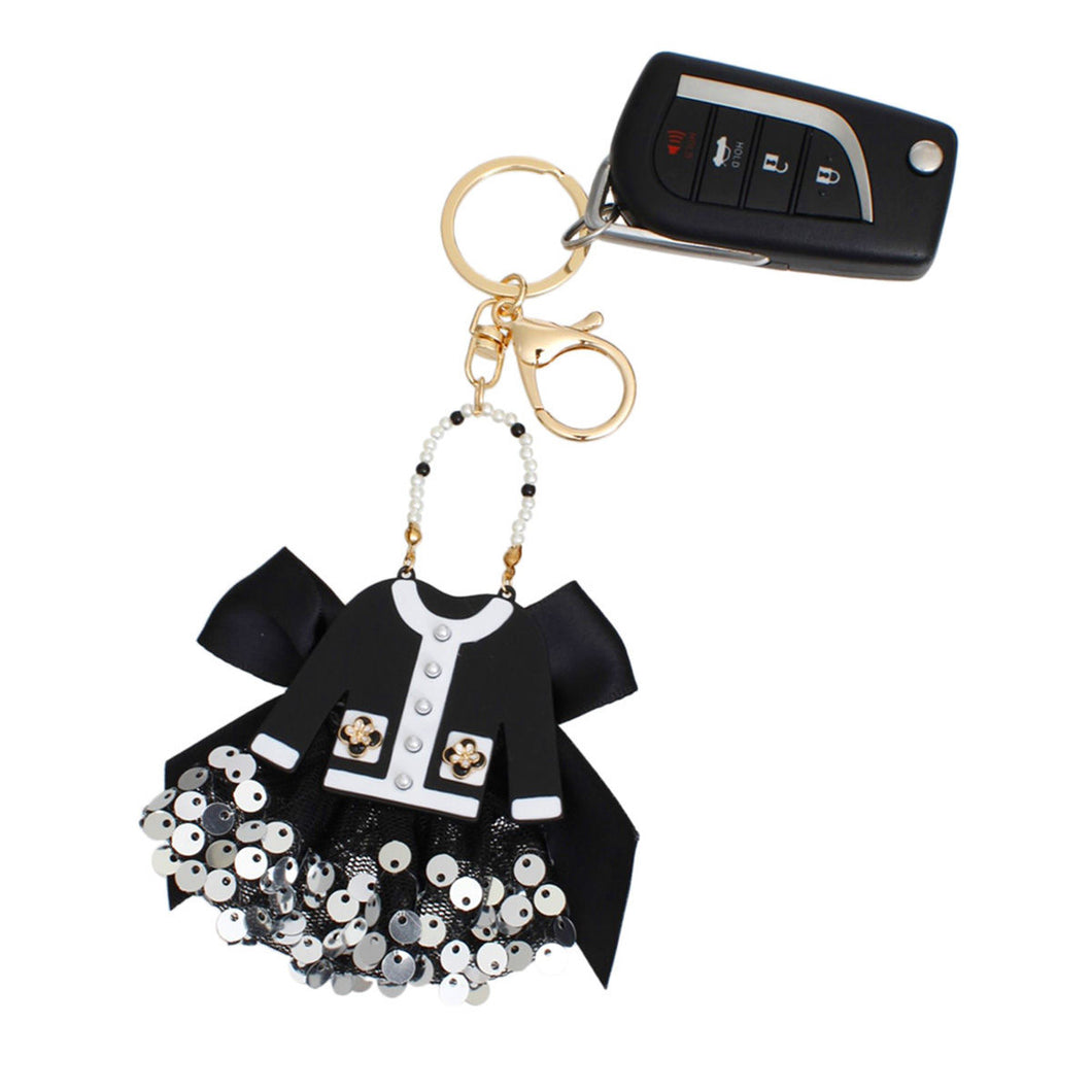 Keychain Luxe Camellia Couture Black Sweater Clip