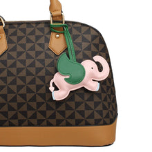 Load image into Gallery viewer, Bag Charm Pink Green Faux Leather Flying Elephant
