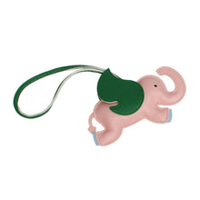 Load image into Gallery viewer, Bag Charm Pink Green Faux Leather Flying Elephant
