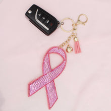 Load image into Gallery viewer, Keychain Pink Bling Breast Cancer Ribbon Bag Clip

