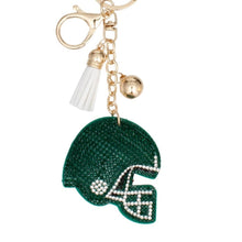Load image into Gallery viewer, Keychain Green White Football Helmet Bag Charm
