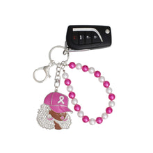 Load image into Gallery viewer, Breast Cancer Supportive Sister Silver Keychain

