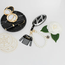 Load image into Gallery viewer, Keychain Black White Stripe COCO Shirt Pearl Clip
