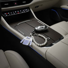 Load image into Gallery viewer, Keychain White Blue Stripe COCO Shirt Pearl Clip
