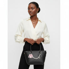Load image into Gallery viewer, Keychain Pink White Stripe COCO Shirt Pearl Clip
