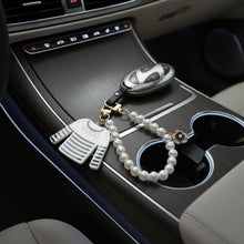 Load image into Gallery viewer, Keychain White Black Stripe COCO Shirt Pearl Clip
