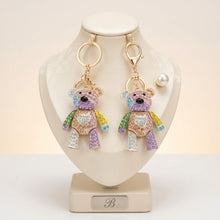 Load image into Gallery viewer, Keychain Colorful Rhinestone Teddy Bear Bag Clip
