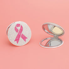 Load image into Gallery viewer, Breast Cancer Pink Ribbon Bling Mirror Compact
