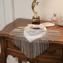 Load image into Gallery viewer, Necklace White Bandana Bling Fringe Scarf
