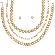 Load image into Gallery viewer, Necklace 3 Pcs Gold Ball and Chain Layered Set
