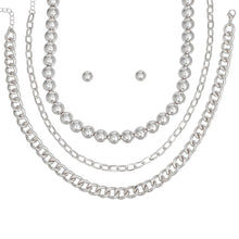 Load image into Gallery viewer, Necklace 3 Pcs Silver Ball and Chain Layered Set
