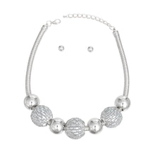 Load image into Gallery viewer, Necklace Silver Mesh Disco Ball Set for Women
