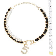 Load image into Gallery viewer, Necklace Black Woven Gold No 5 Chain for Women
