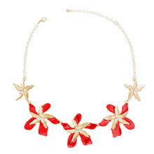 Load image into Gallery viewer, Necklace Red Gold Tropical Flower for Women
