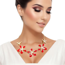 Load image into Gallery viewer, Necklace Red Gold Tropical Flower for Women
