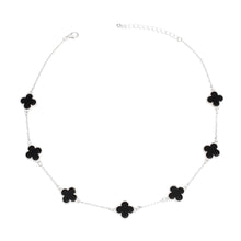 Load image into Gallery viewer, Necklace Silver Black Quatrefoil Clover 7 Motifs
